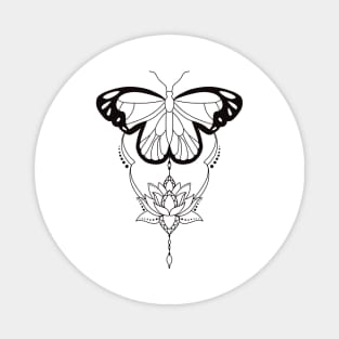 Butterfly Lotus Flower Mandala Magnet